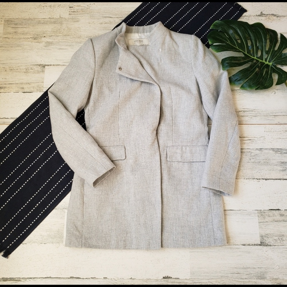 Zara Basic| Lightweight Cotton Coat Gray Size Large